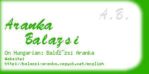 aranka balazsi business card